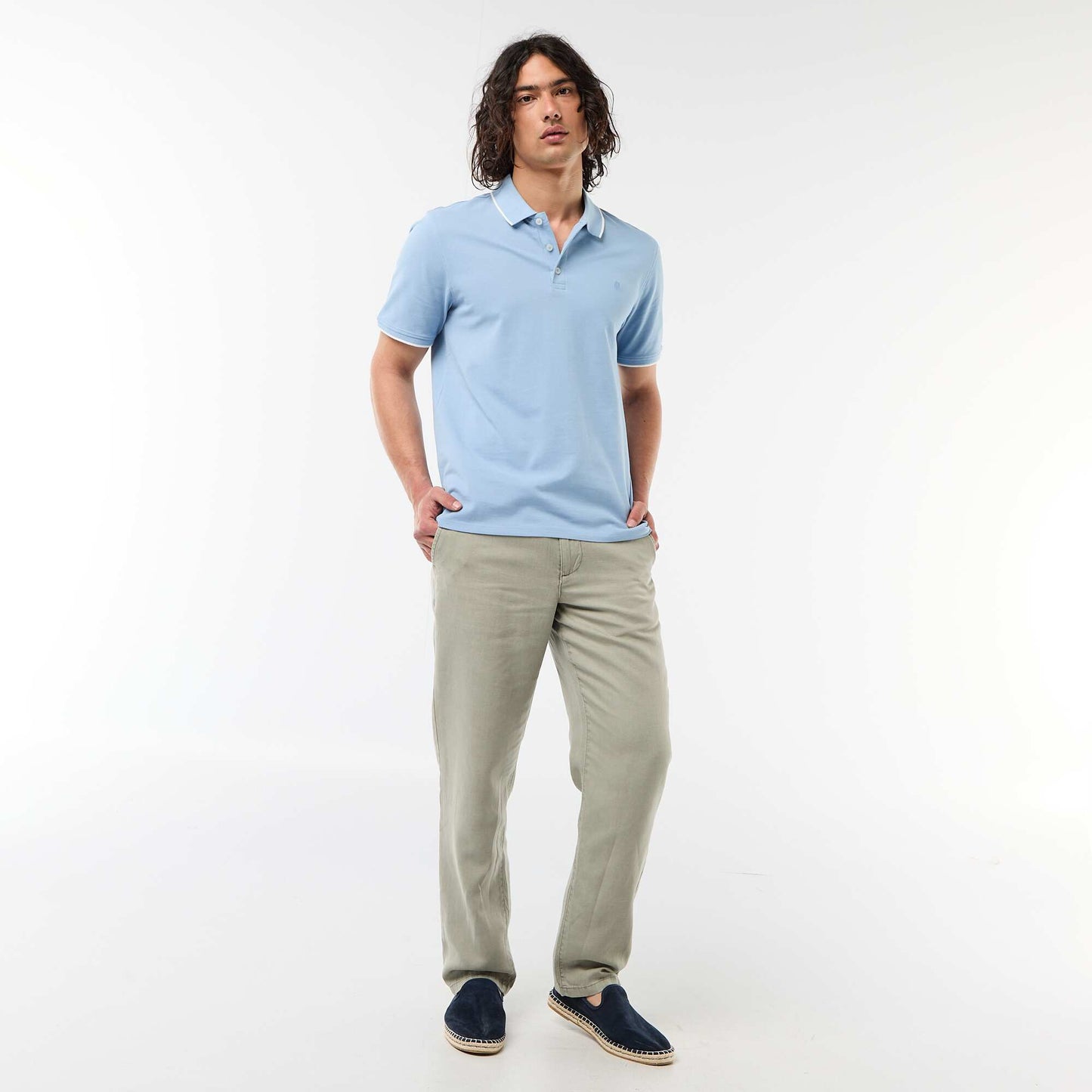 Cotton piqué polo shirt BLUE