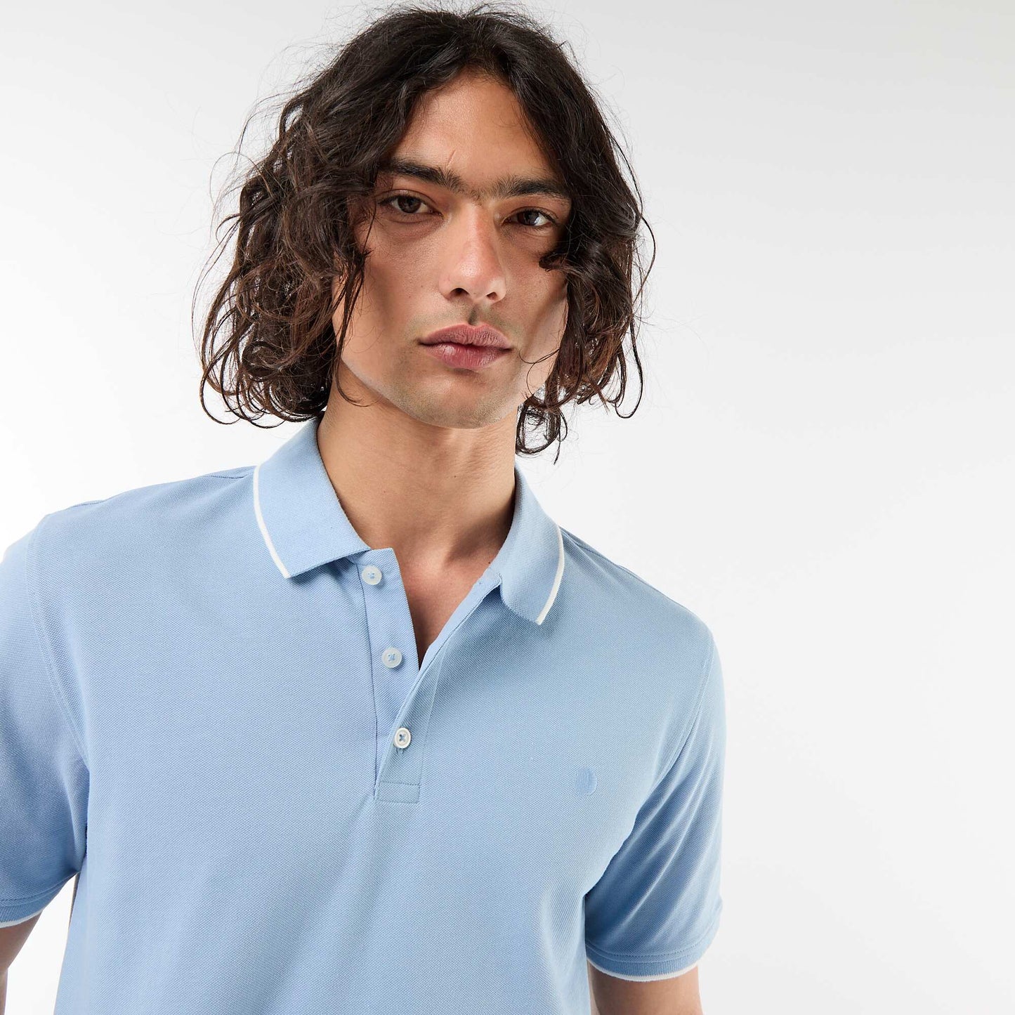Cotton piqué polo shirt BLUE