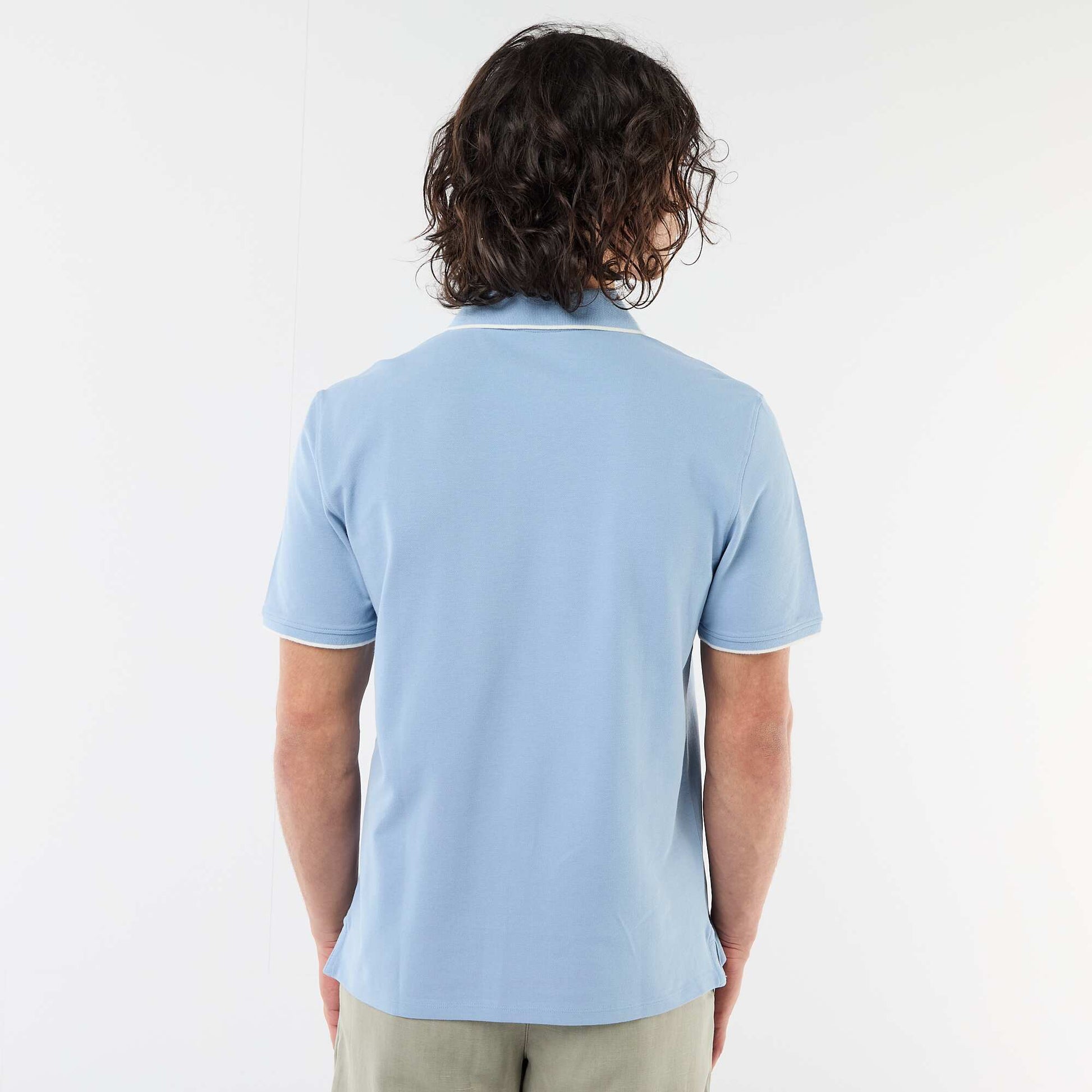 Cotton piqué polo shirt BLUE