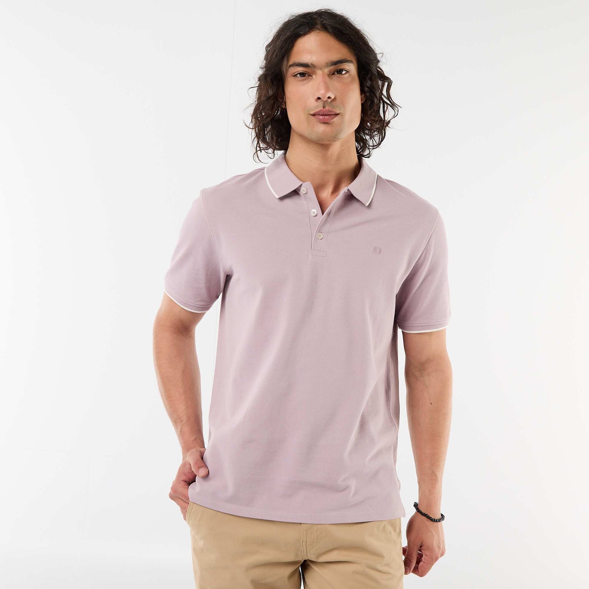 Cotton piqué polo shirt PURPLE