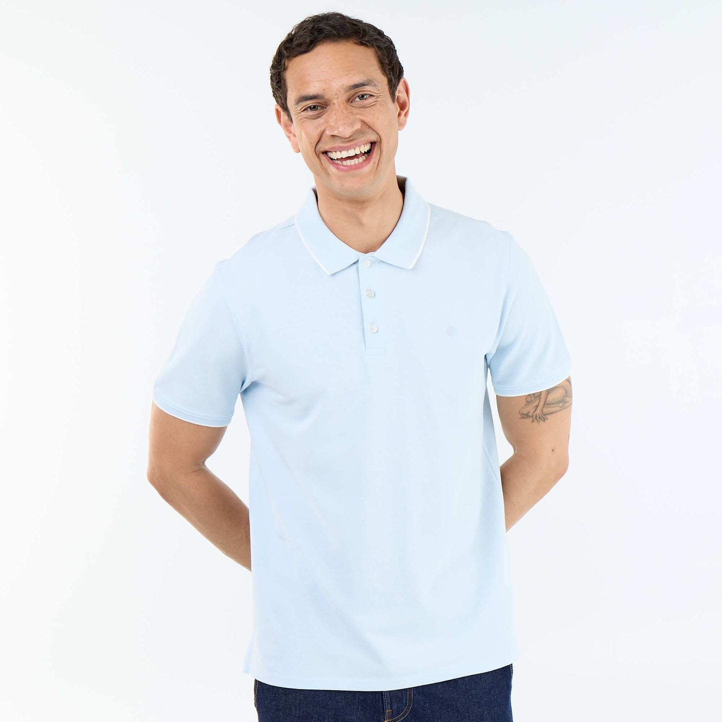 Cotton piqué polo shirt BLUE
