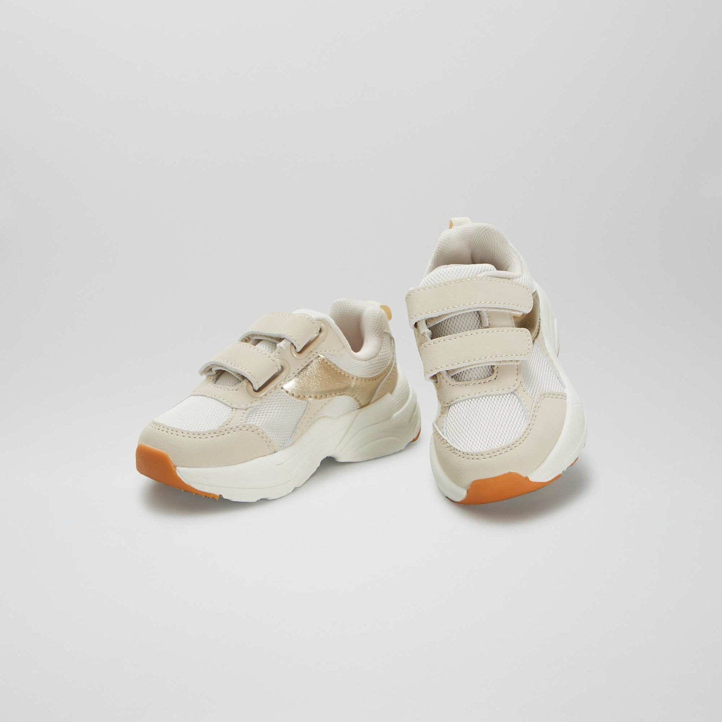 Synthetic fabric and mesh trainers BEIGE