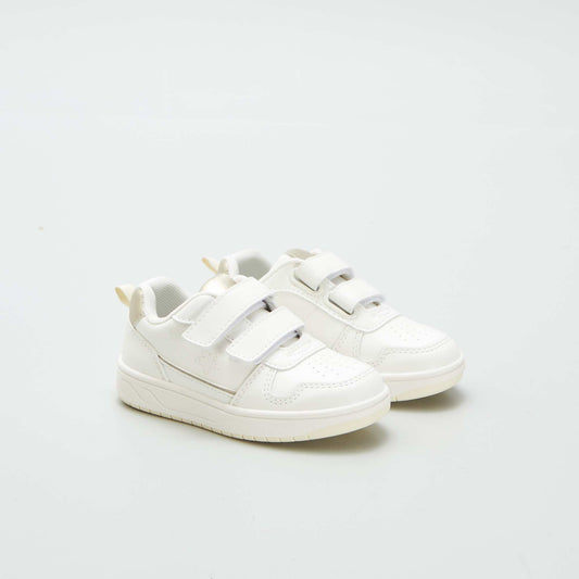 Low-top hook and loop trainers white