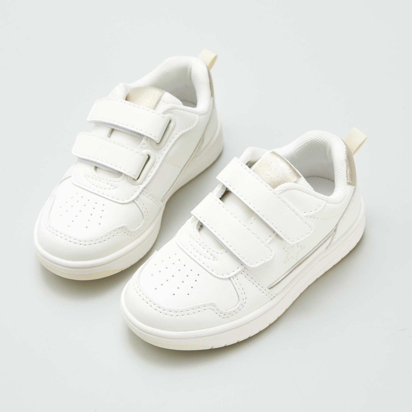 Low-top hook and loop trainers white