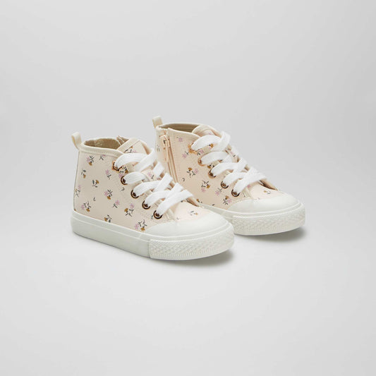 Faux leather floral trainers KHAKI