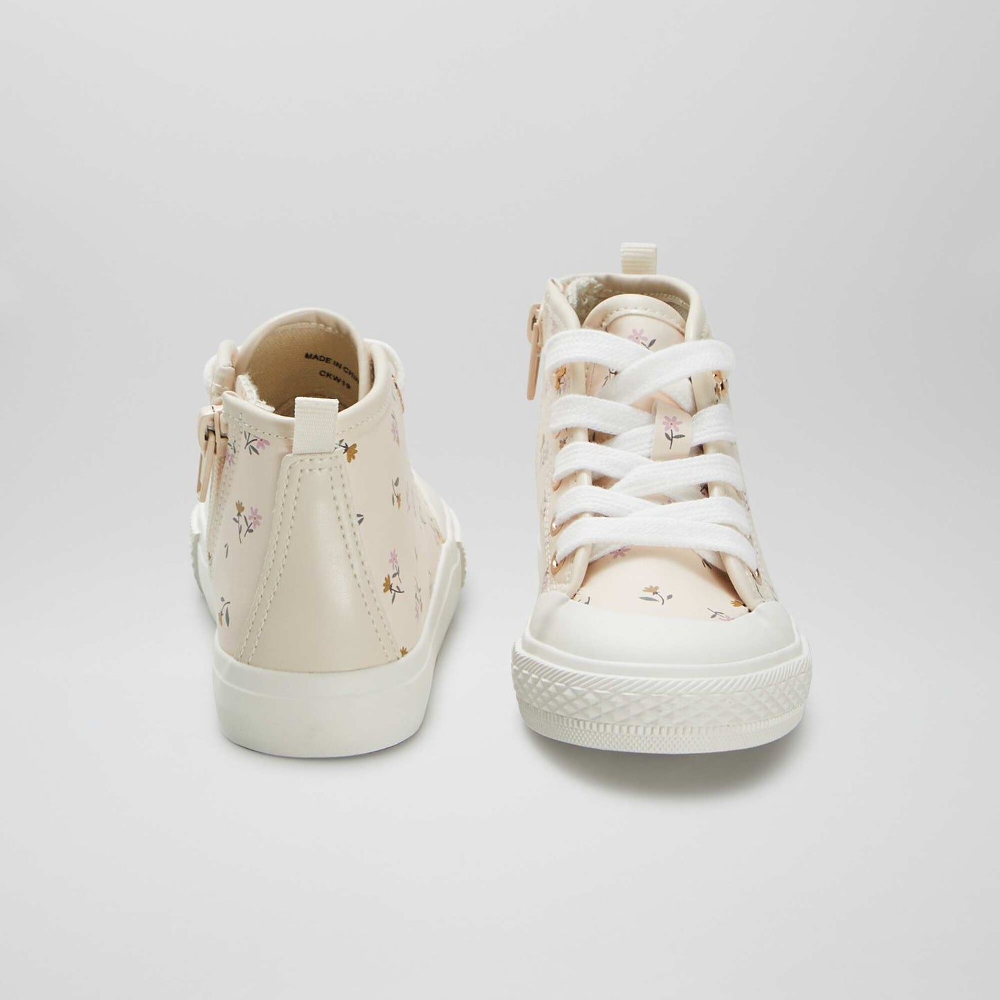 Faux leather floral trainers KHAKI