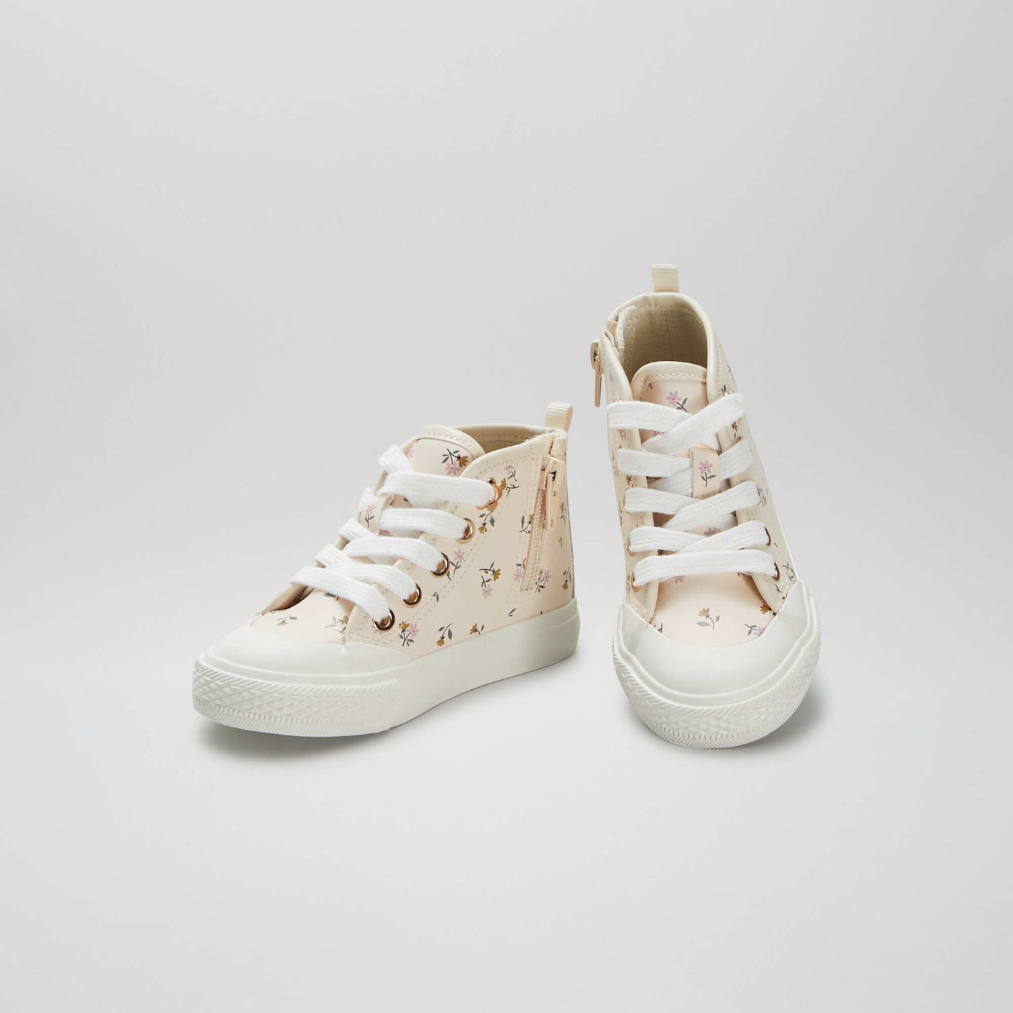 Faux leather floral trainers KHAKI