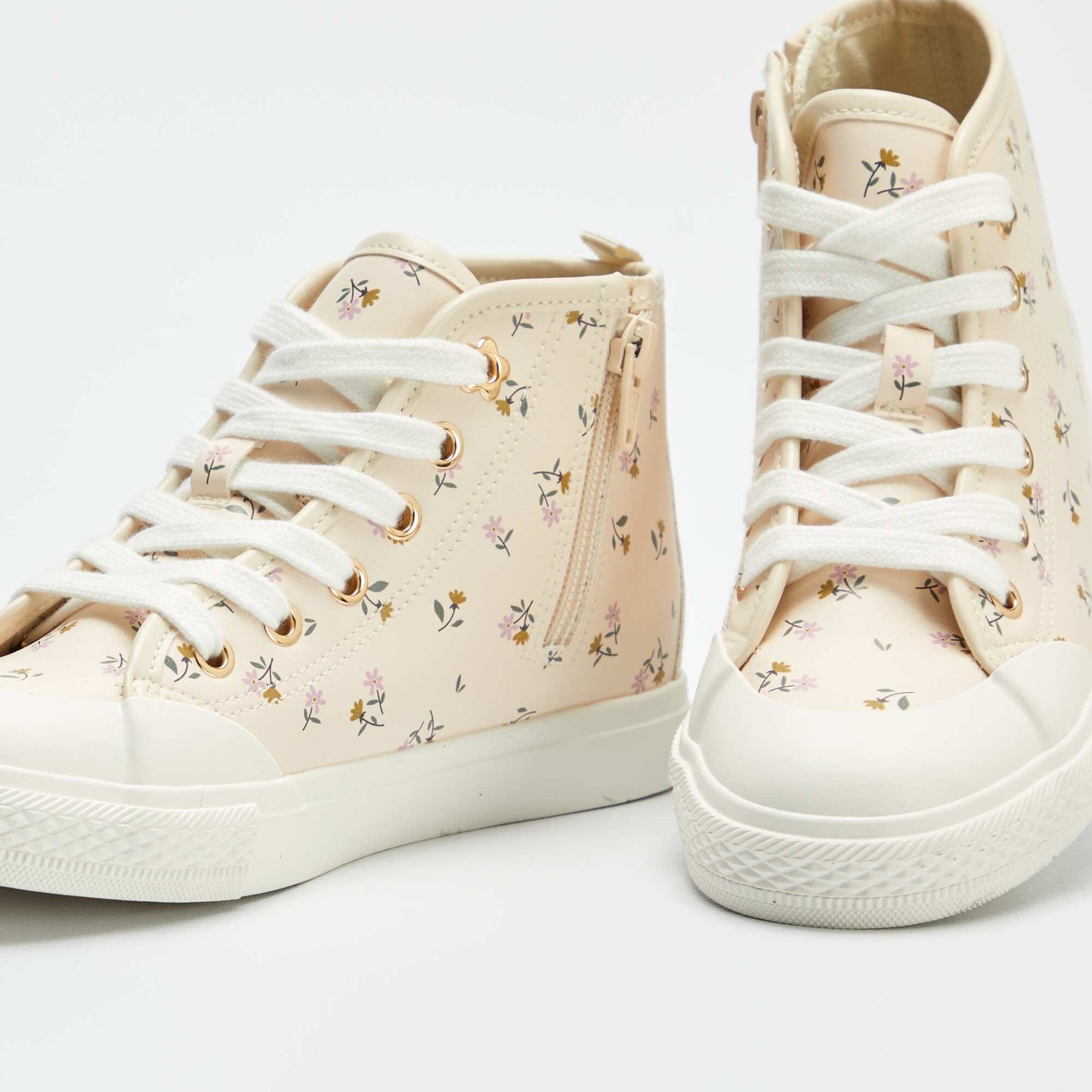 Faux leather floral trainers KHAKI