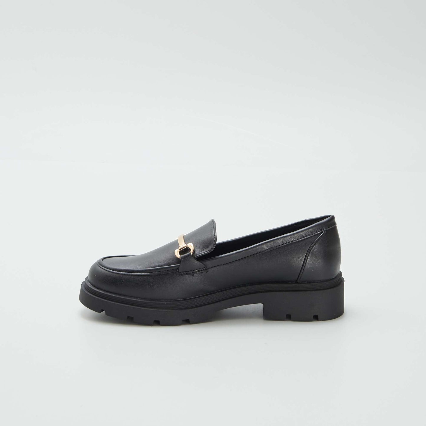 Faux leather platform loafers black