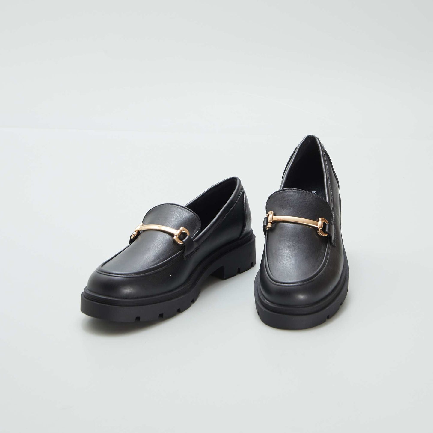 Faux leather platform loafers black