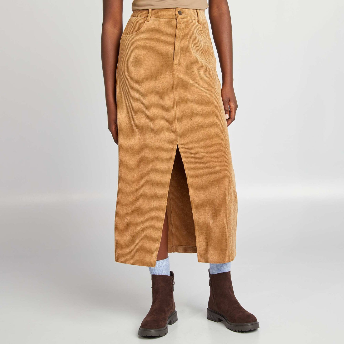 Long corduroy skirt BEIGE