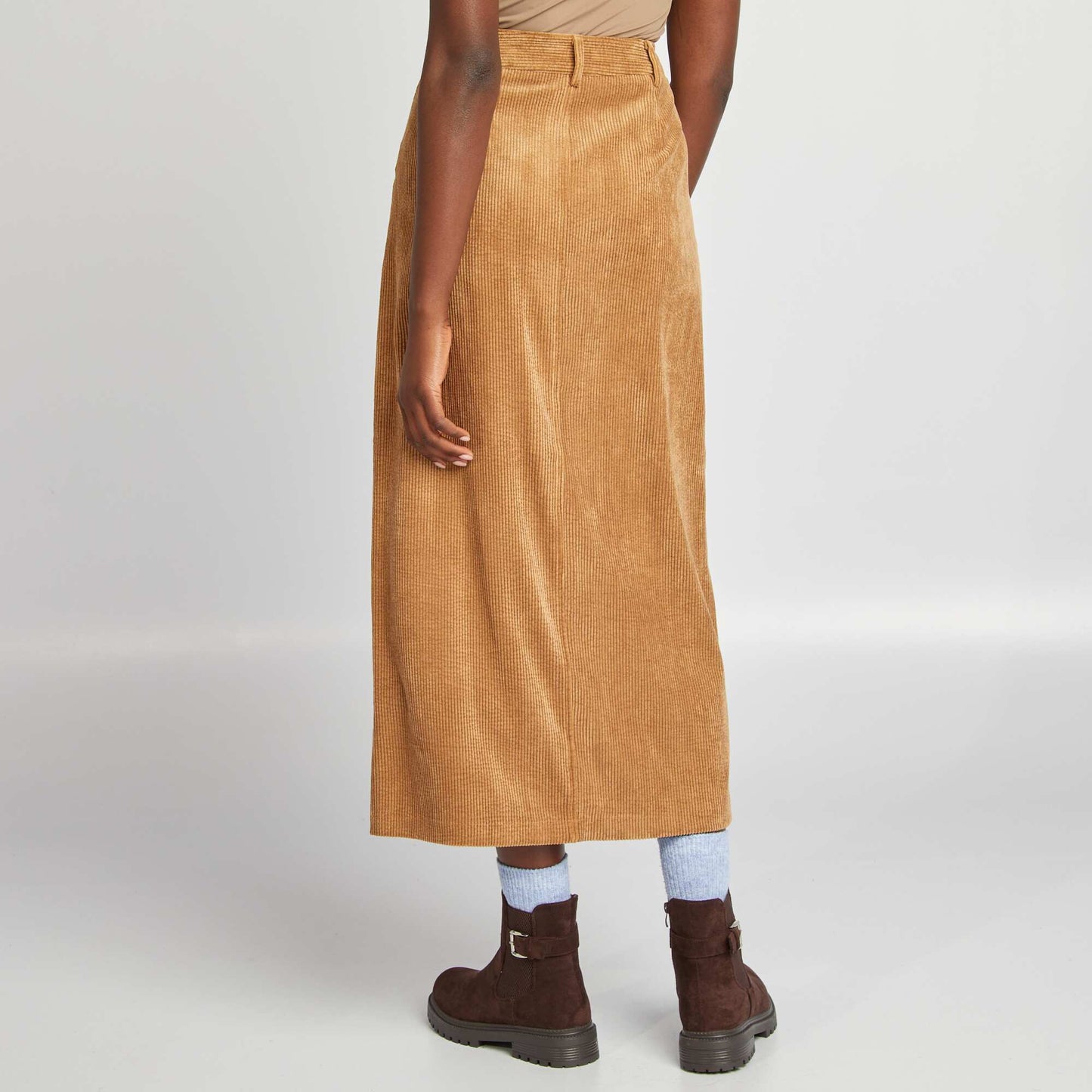 Long corduroy skirt BEIGE