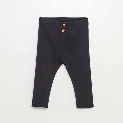 Ribbed leggings with buttons BLACK