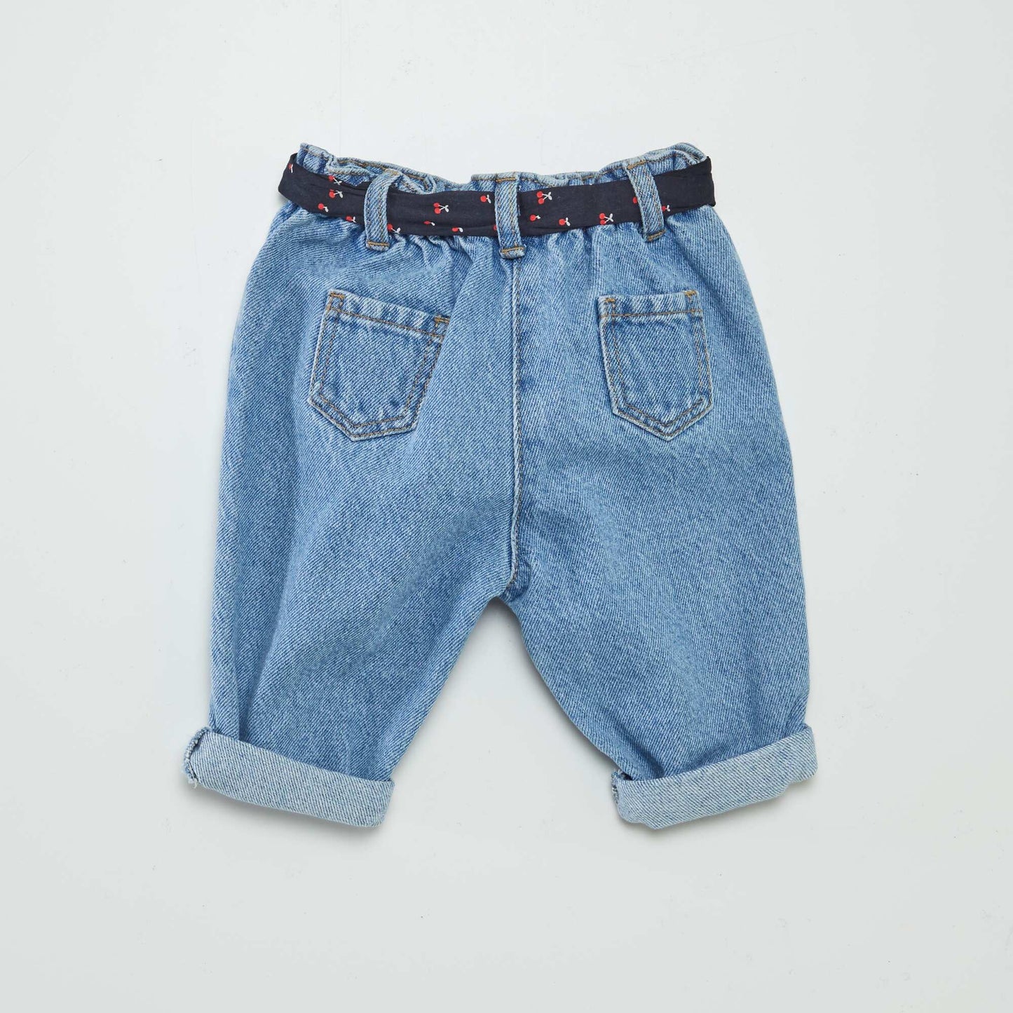 Paperbag jeans with patterned belt BLUE