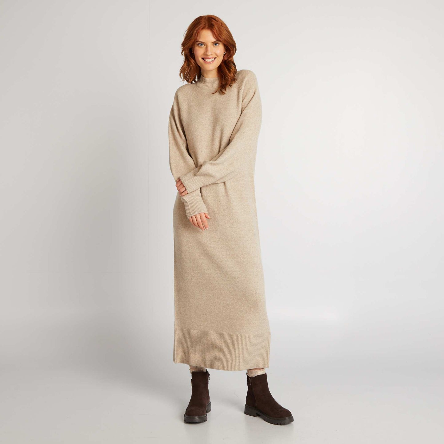 Midi sweater dress BEIGE