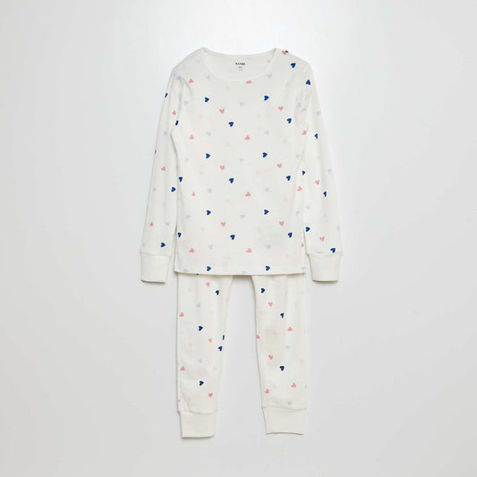 Long pyjamas with a T-shirt and trousers - 2-piece set WHITE