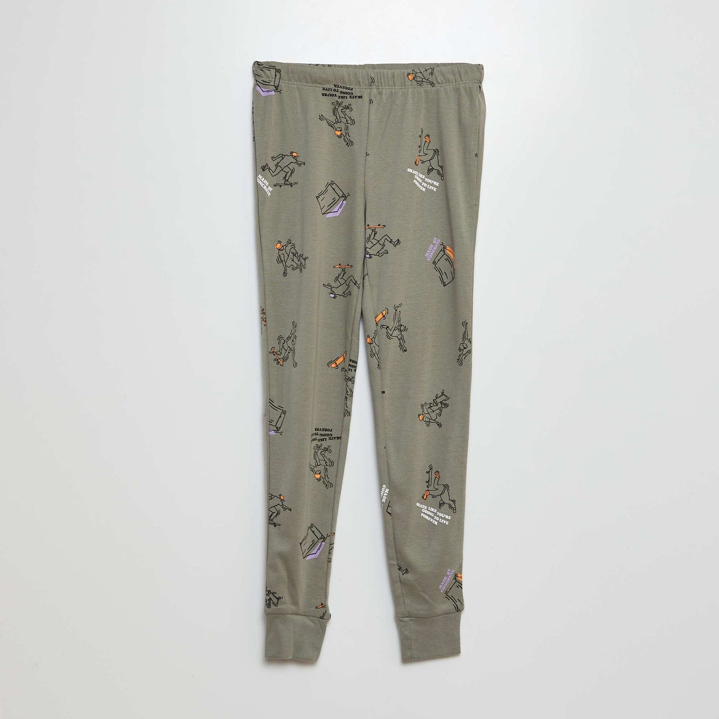 Long pyjamas with a T-shirt and trousers - 2-piece set KHAKI