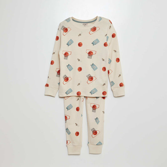 Long pyjamas with a T-shirt and trousers - 2-piece set WHITE