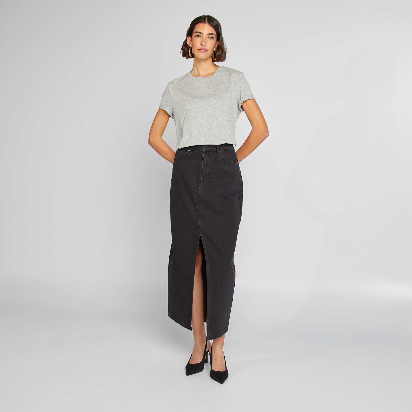 Short-sleeved jersey T-shirt GREY