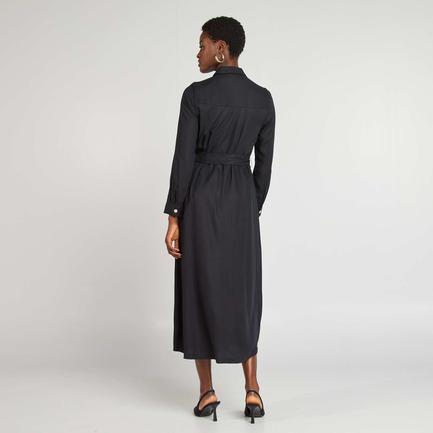 Midi dress with belt BLACK