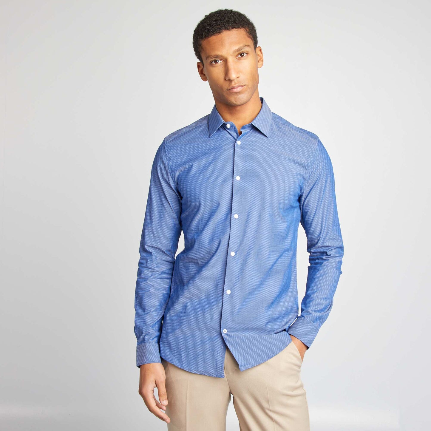 Slim-fit patterned shirt BLUE