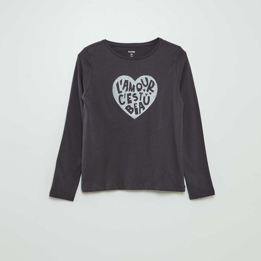 Long-sleeved printed T-shirt GREY