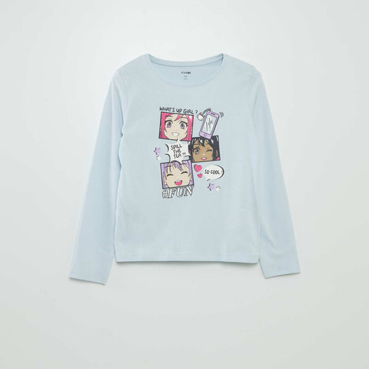 Long-sleeved printed T-shirt BLUE