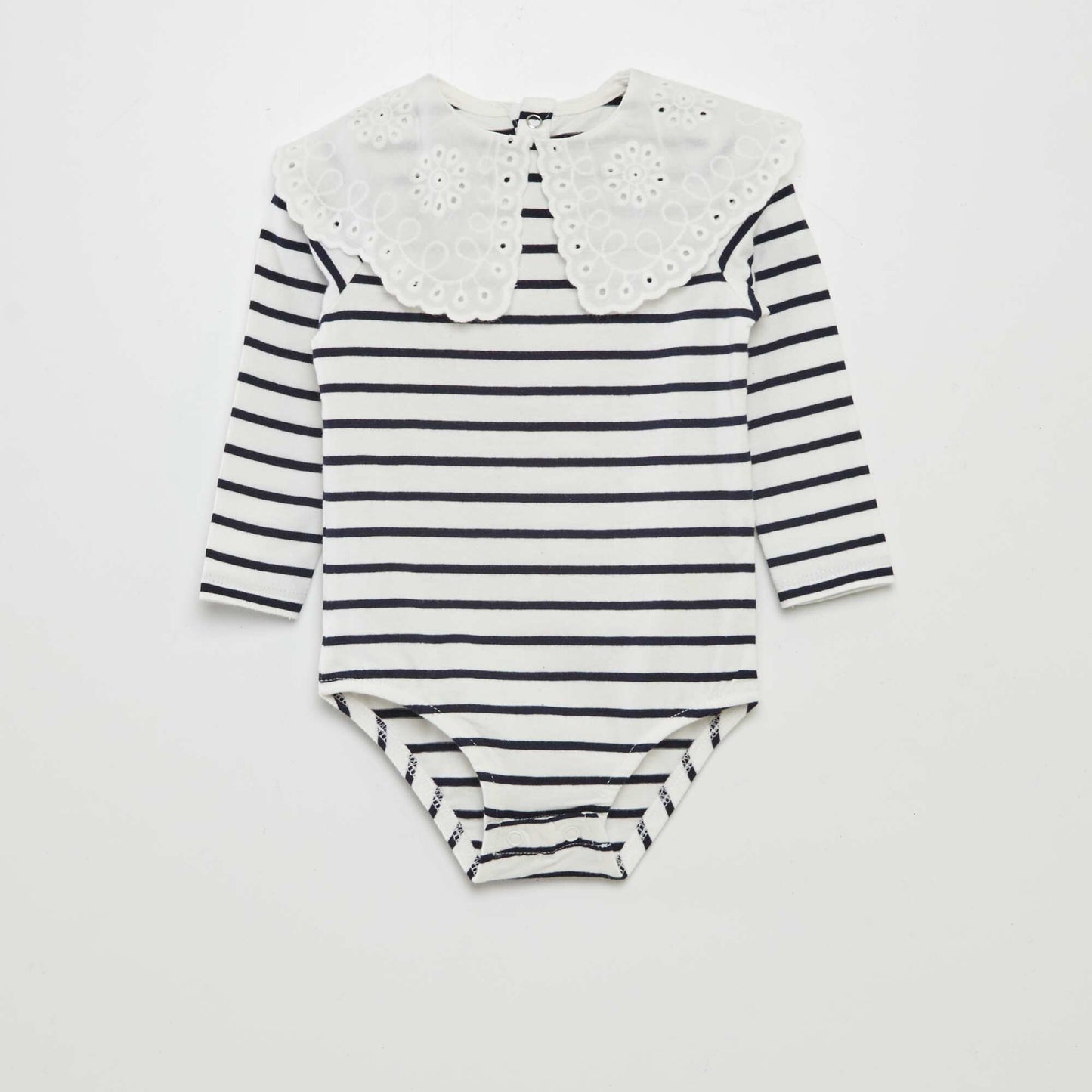 Patterned bodysuit with Peter Pan collar WHITE