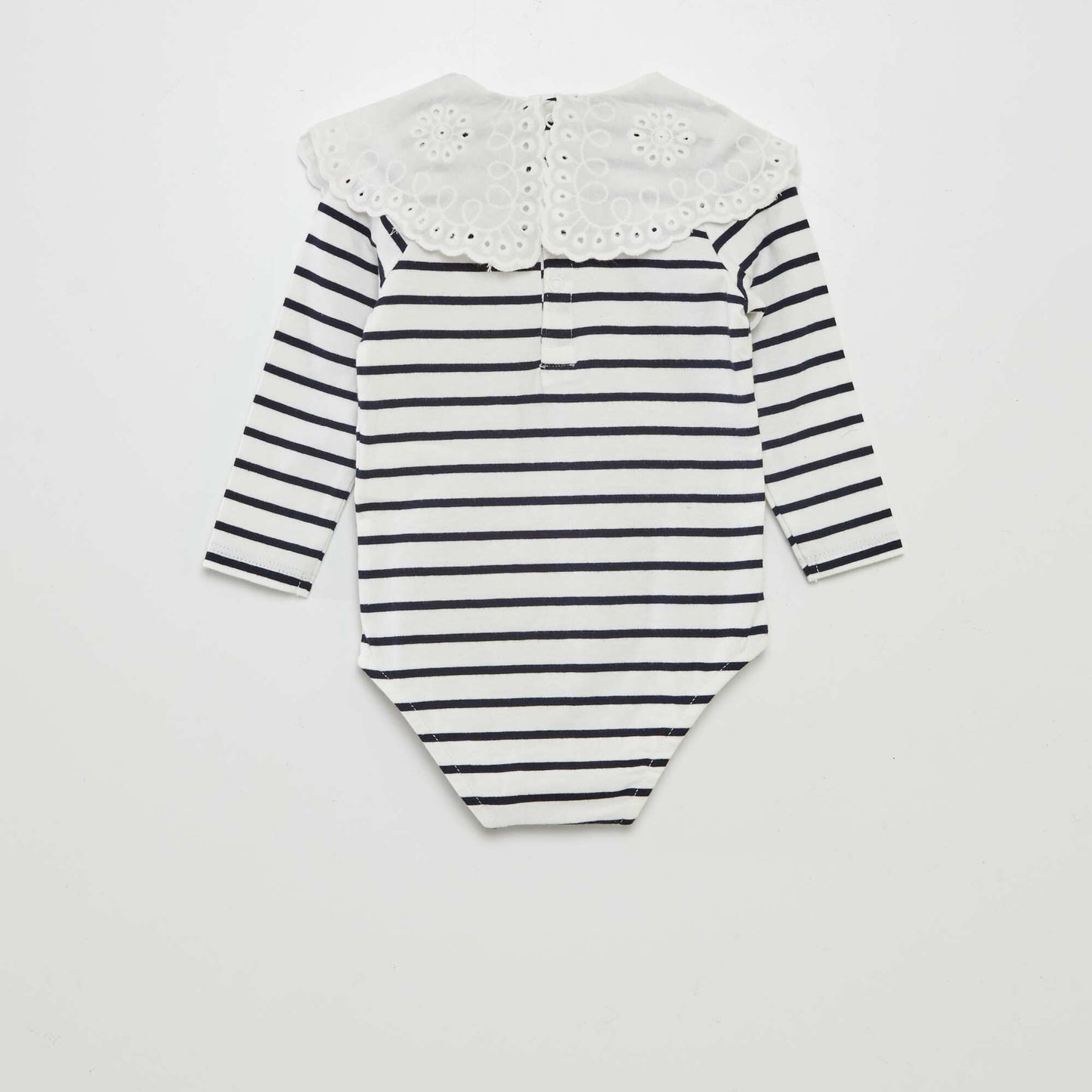 Patterned bodysuit with Peter Pan collar WHITE