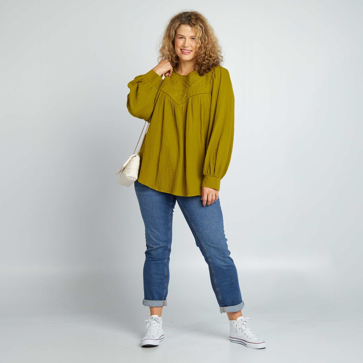 Cotton gauze blouse GREEN