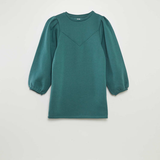 Plain sweatshirt dress GREEN