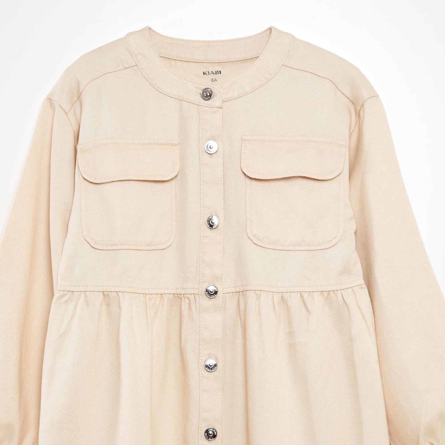 Buttoned dress with long sleeves BEIGE