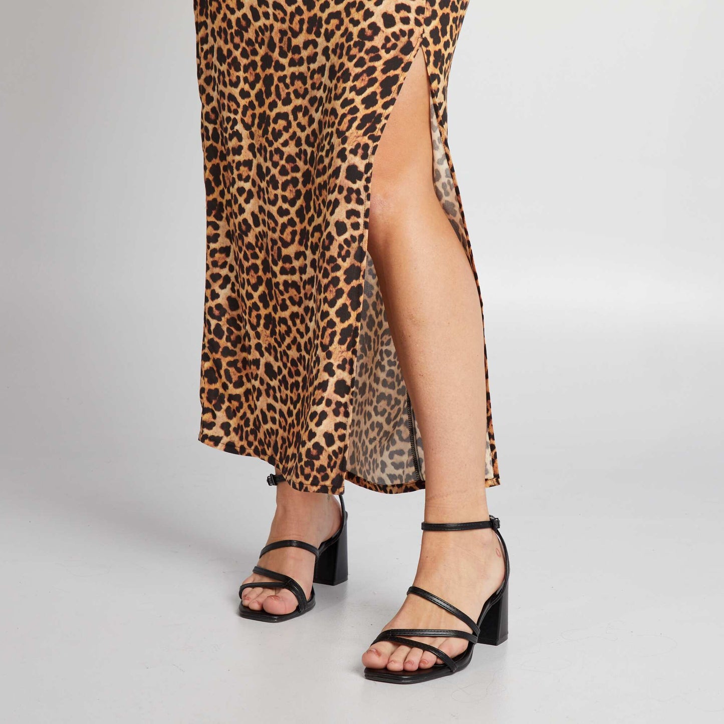 Flowing leopard print skirt BROWN