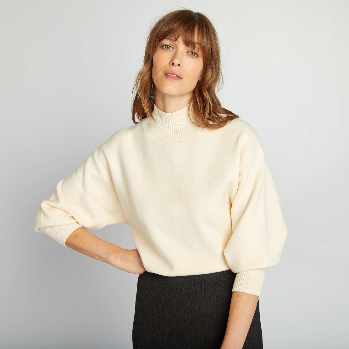 Slouchy cropped jumper BEIGE