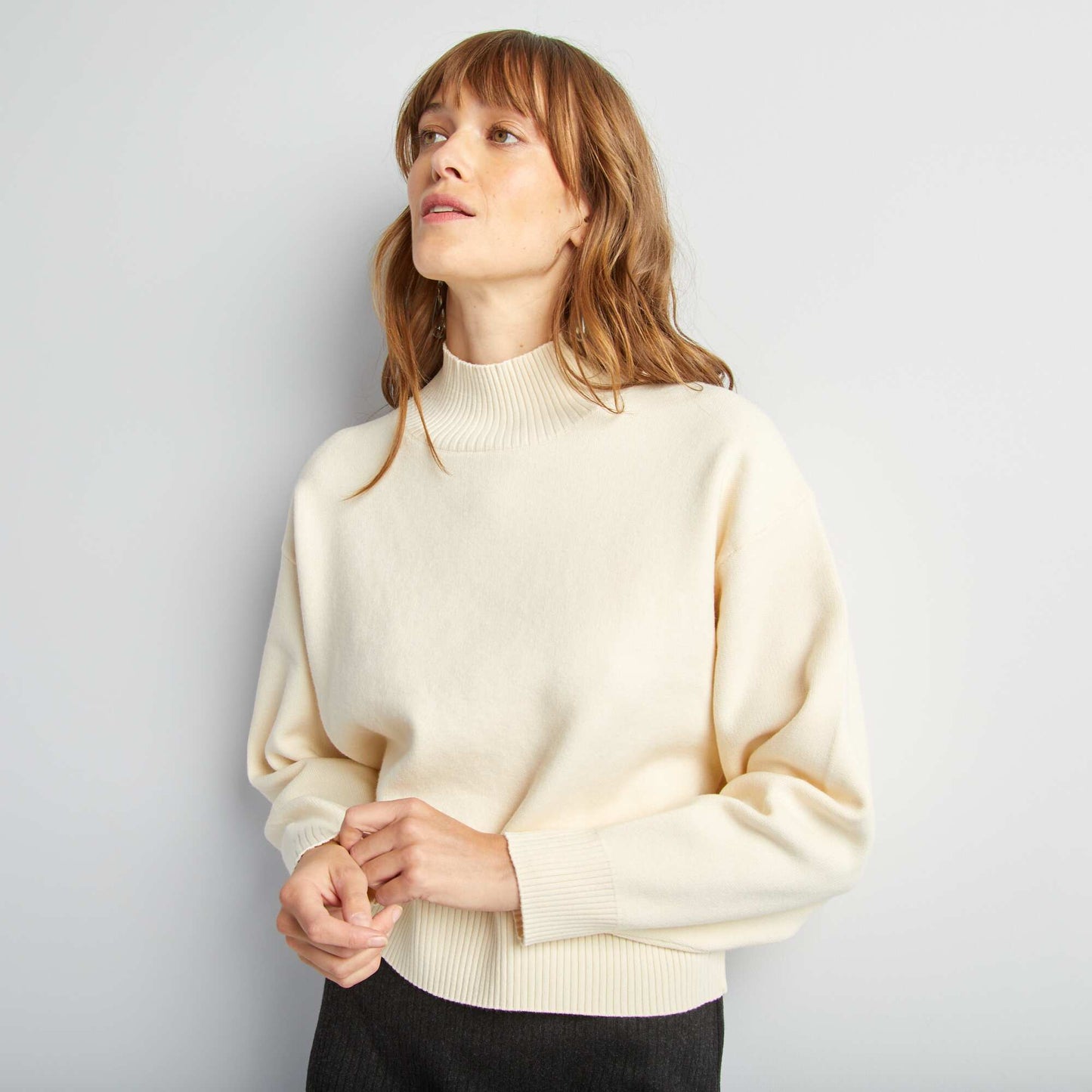 Slouchy cropped jumper BEIGE