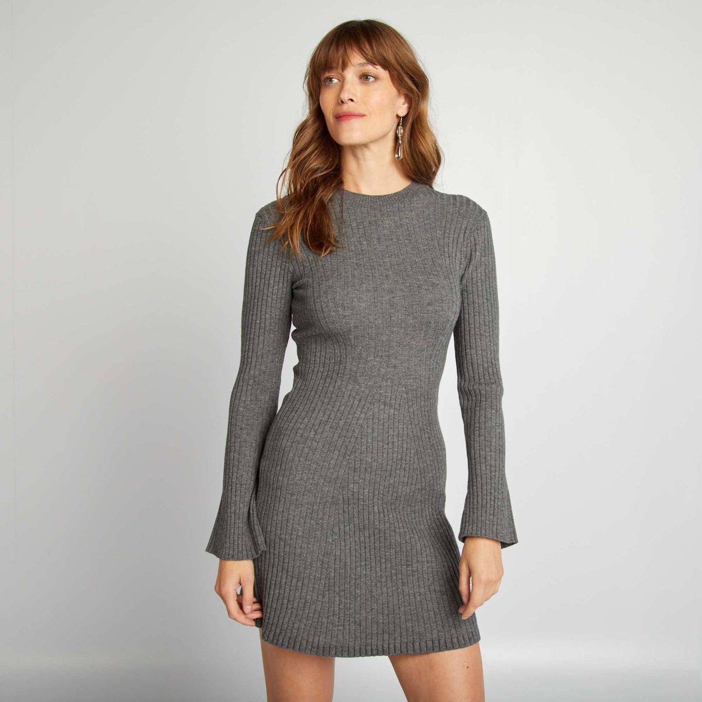 Short fitted jumper dress GREY