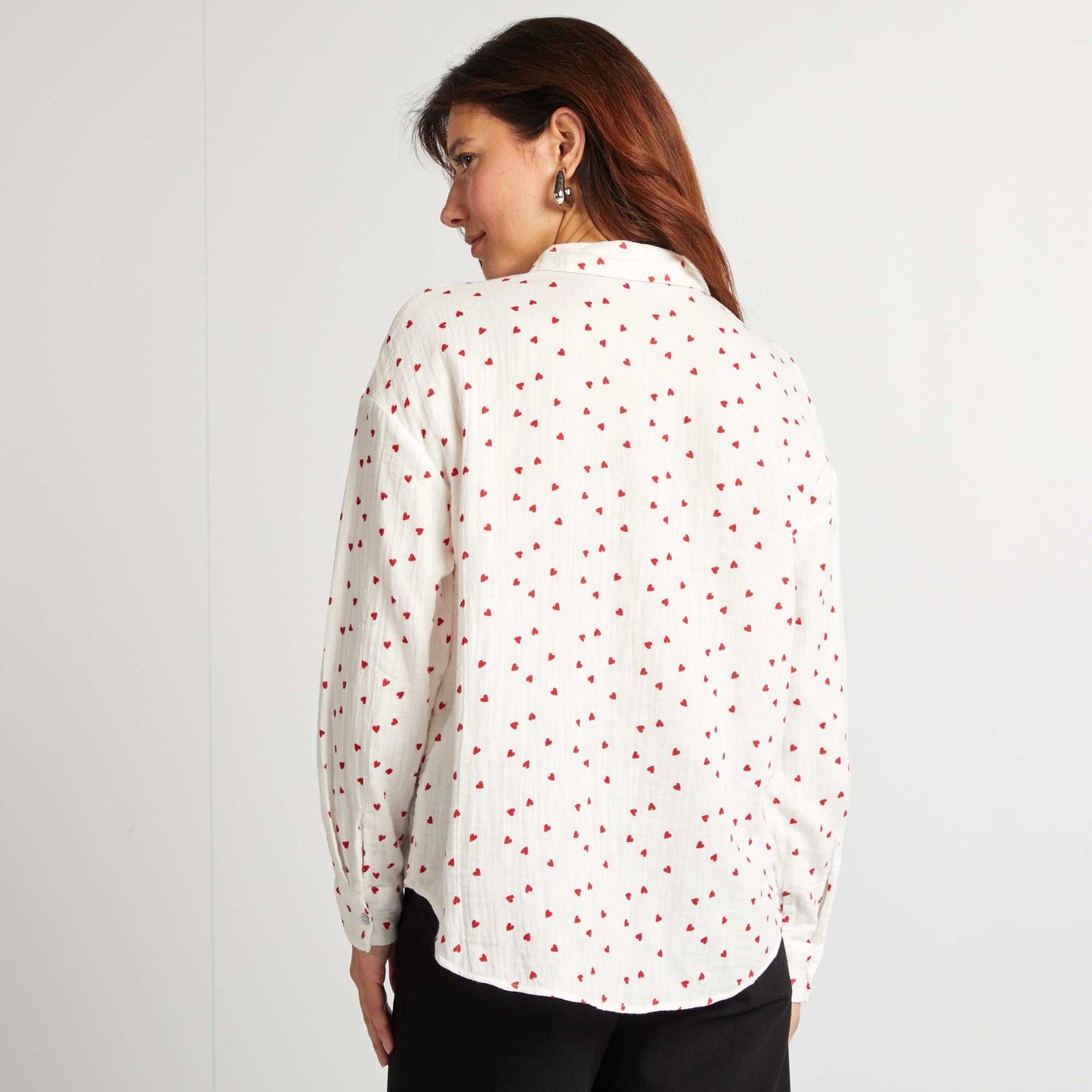 Cotton gauze shirt - Valentine's Day RED