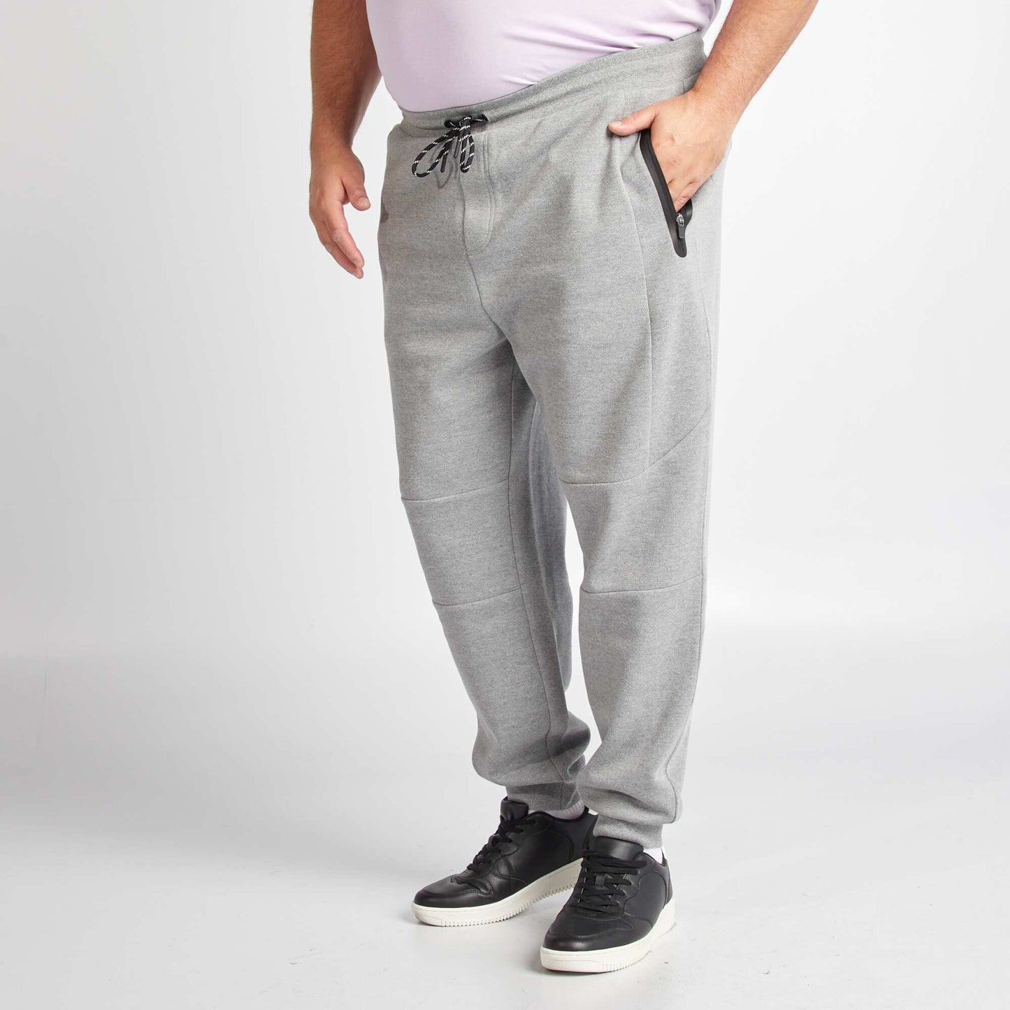 Piqué knit joggers with zip pockets GREY