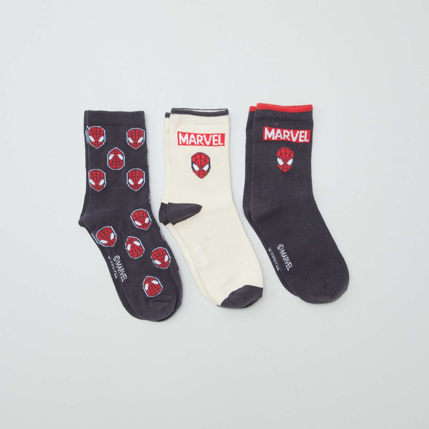 Pack of 3 pairs of Spider-Man crew socks GREY