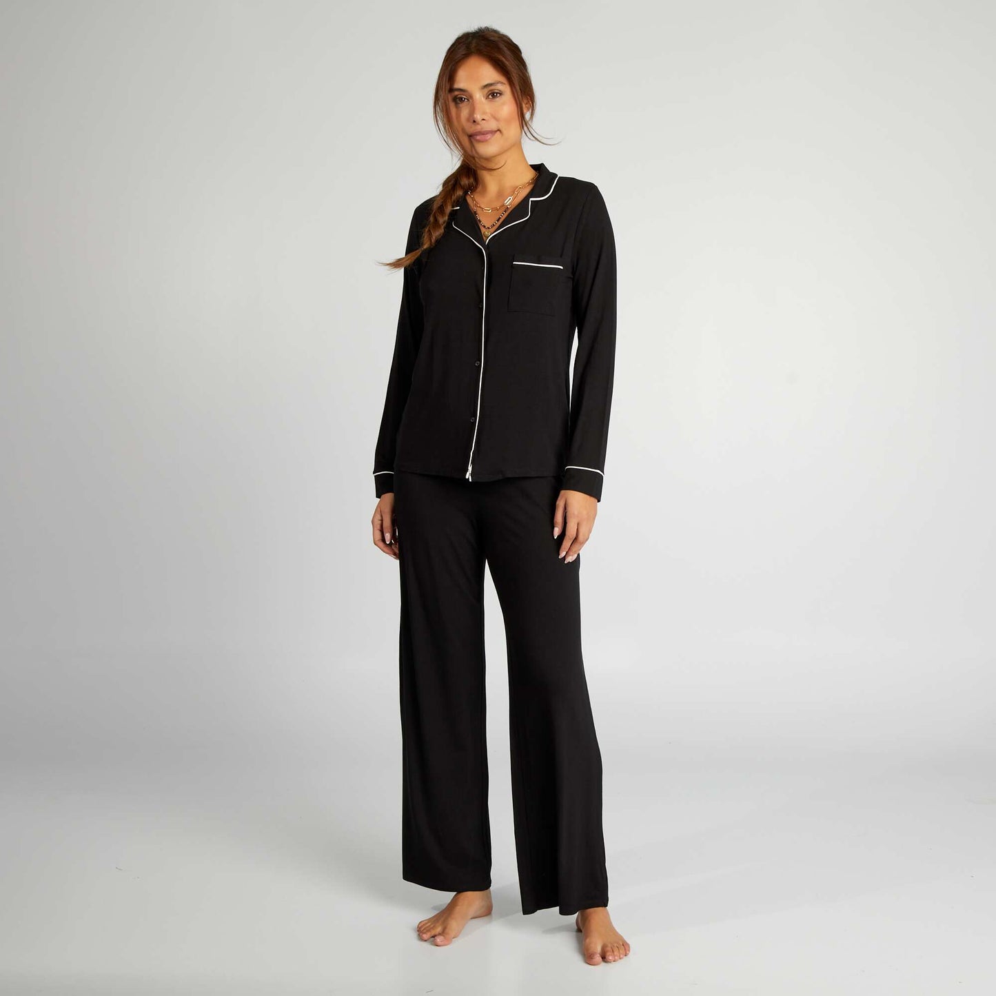 Long pyjamas - 2-piece set BLACK