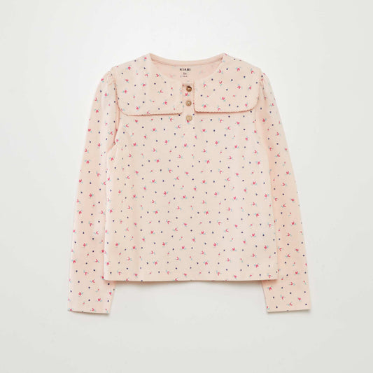 T-shirt with square Peter Pan collar PINK