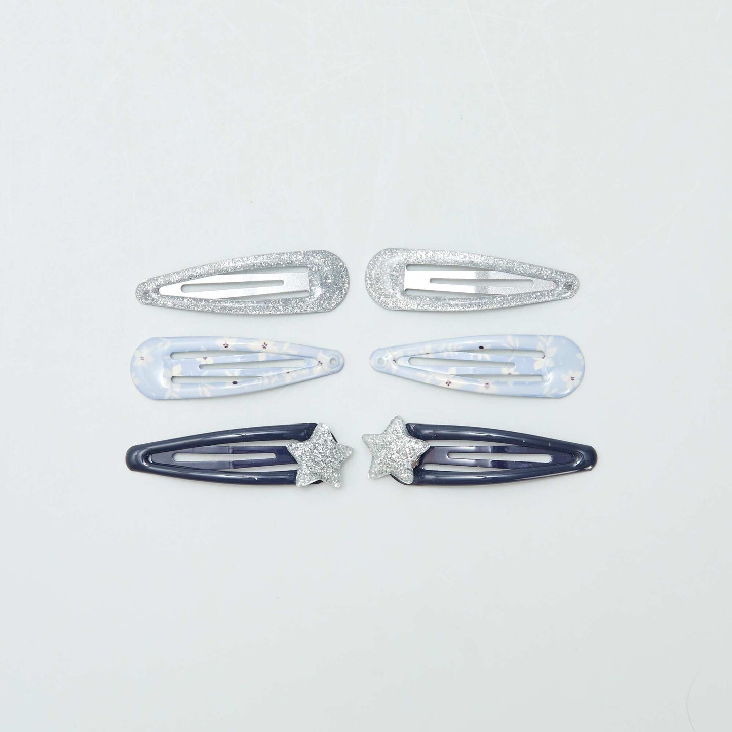 Pack of 6 snap hair slides BLUE