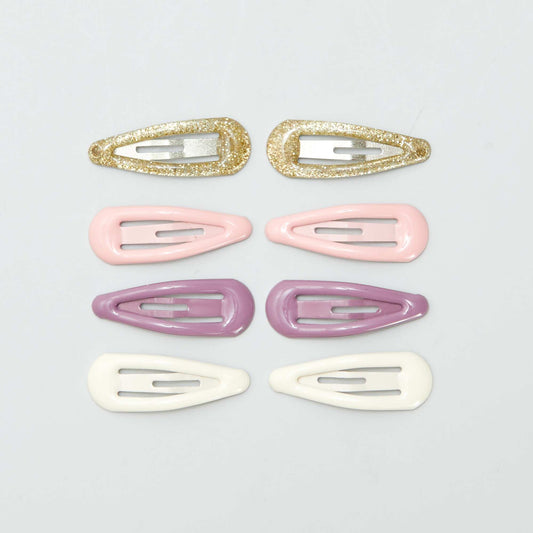 Pack of 8 mini snap hair slides PINK