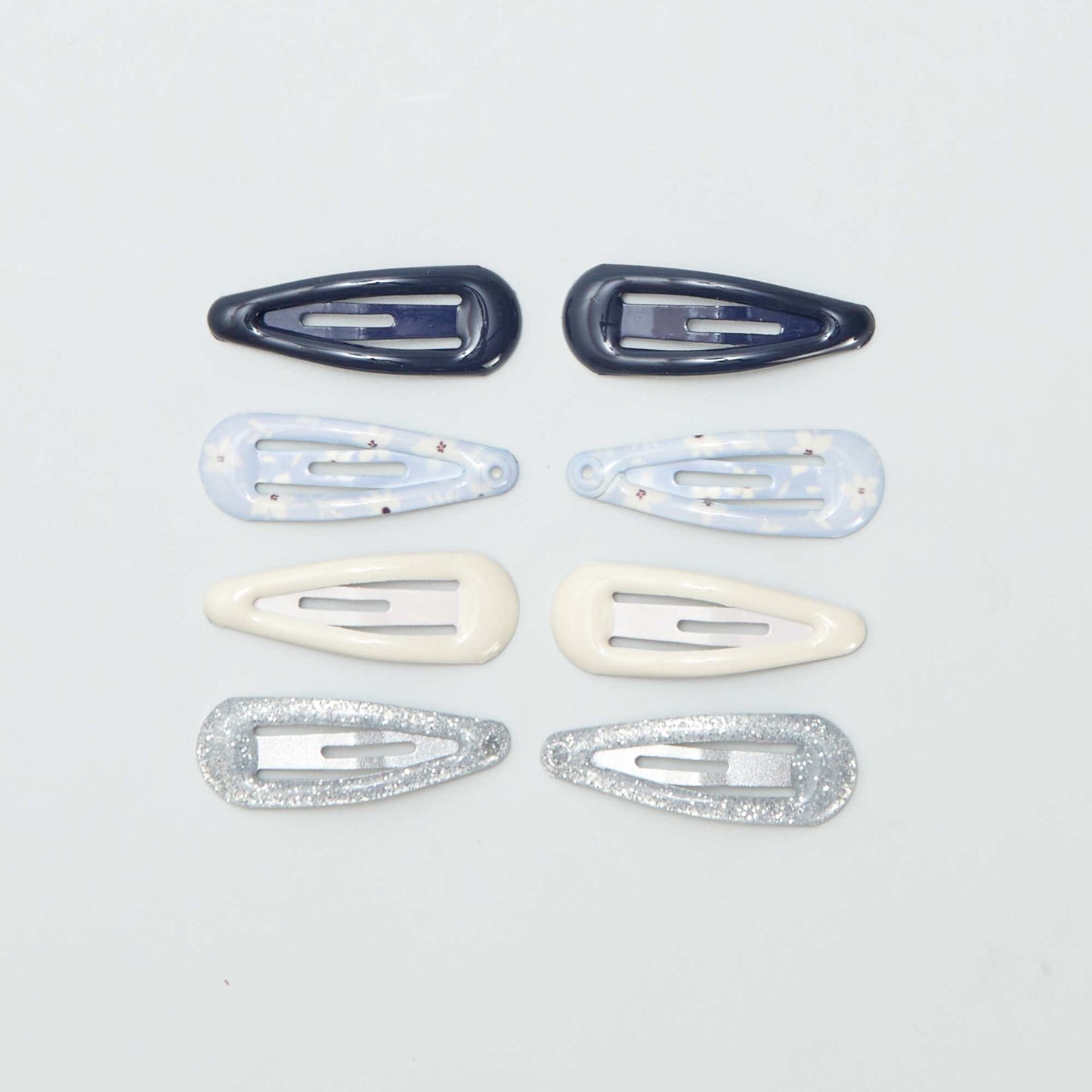 Pack of 8 mini snap hair slides BLUE