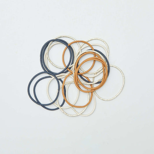 Pack of 20 thin elasticated hair bands BROWN