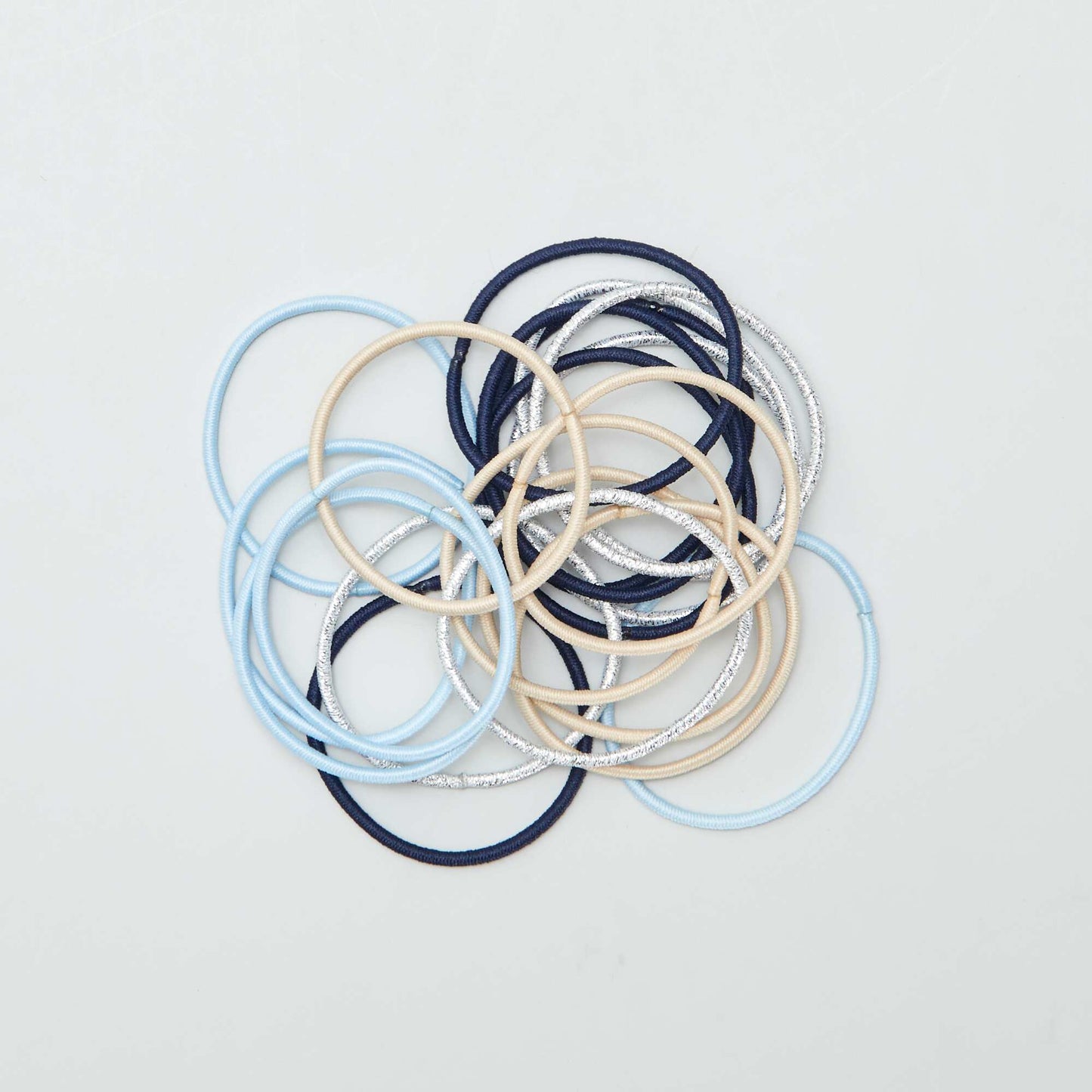 Pack of 20 thin elasticated hair bands BLUE