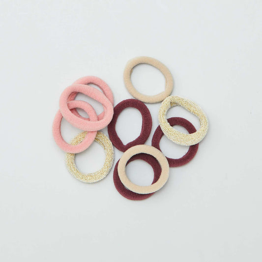 Pack of 10 foam hair elastics PINK