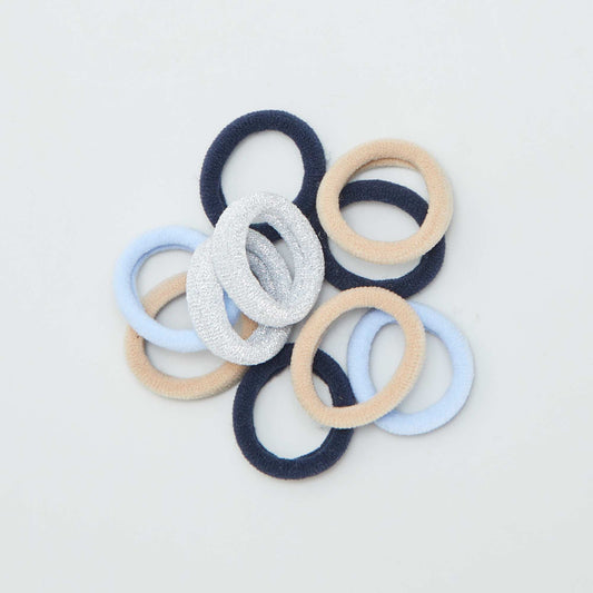 Pack of 10 foam hair elastics BLUE