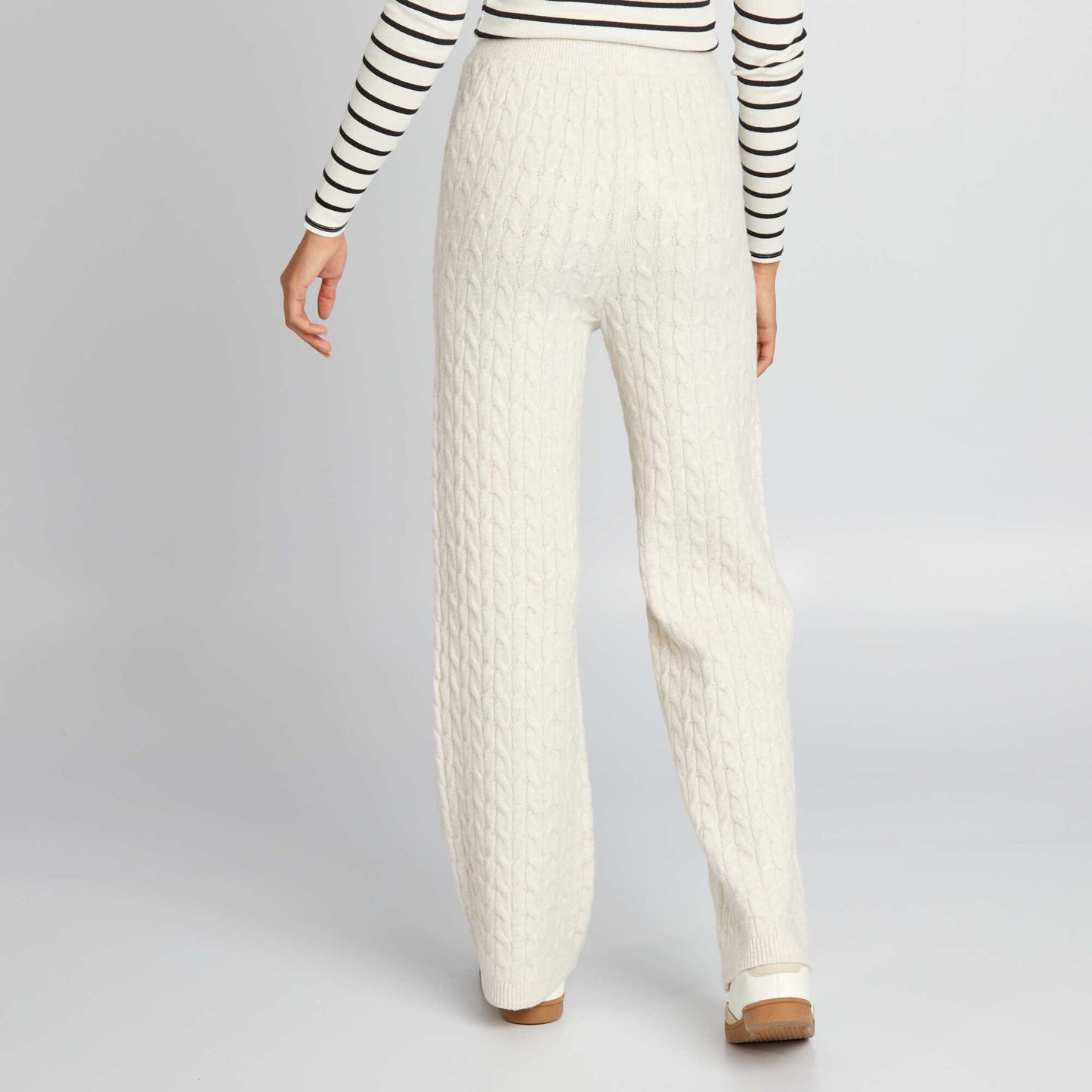 Cable-knit wide-leg trousers BEIGE