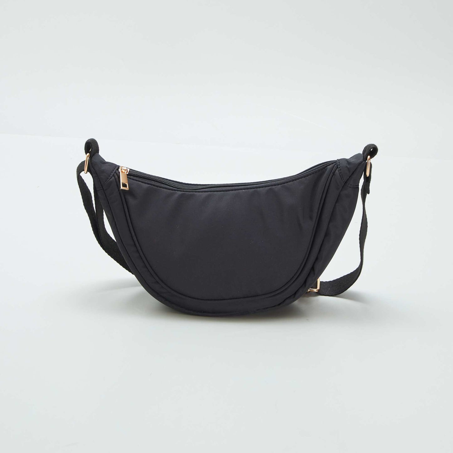 Nylon half-moon bag BLACK